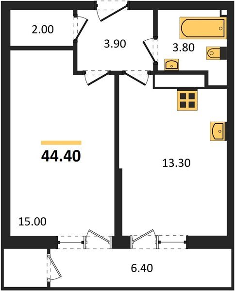 Фото №1: 1-комнатная квартира 44 м² - Краснодар, ЖК Рекорд, Карасунский внутригородской округ, Центральный внутригородской округ, Черёмушки, мкр. жилой комплекс Рекорд, ул. Новороссийская, 102И