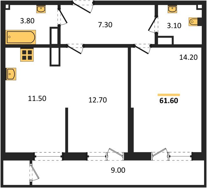 Фото №1: 1-комнатная квартира 61 м² - Краснодар, ЖК Рекорд, Карасунский внутригородской округ, Центральный внутригородской округ, Черёмушки, мкр. жилой комплекс Рекорд, ул. Новороссийская, 102И