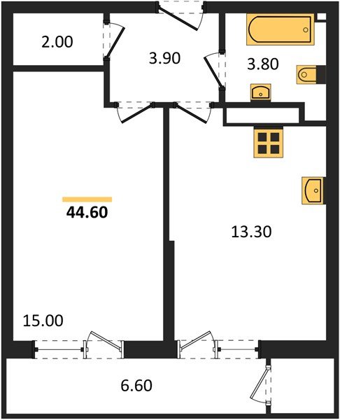 Фото №1: 1-комнатная квартира 44 м² - Краснодар, ЖК Рекорд, Карасунский внутригородской округ, Центральный внутригородской округ, Черёмушки, мкр. жилой комплекс Рекорд, ул. Новороссийская, 102И