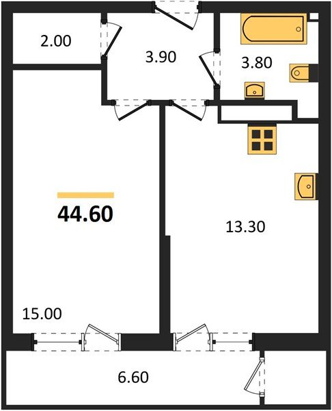 Фото №1: 1-комнатная квартира 44 м² - Краснодар, ЖК Рекорд, Карасунский внутригородской округ, Центральный внутригородской округ, Черёмушки, мкр. жилой комплекс Рекорд, ул. Новороссийская, 102И