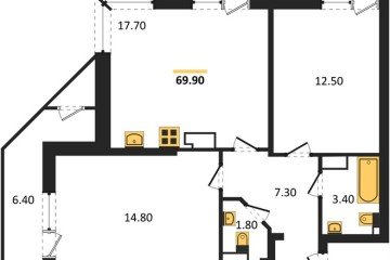 Фото №1: 2-комнатная квартира 69 м² - Краснодар, мкр. жилой комплекс Рекорд, ул. Новороссийская, 102И