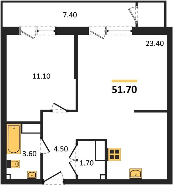Фото №1: 1-комнатная квартира 51 м² - Краснодар, ЖК Рекорд, Карасунский внутригородской округ, Центральный внутригородской округ, Черёмушки, мкр. жилой комплекс Рекорд, ул. Новороссийская, 102И