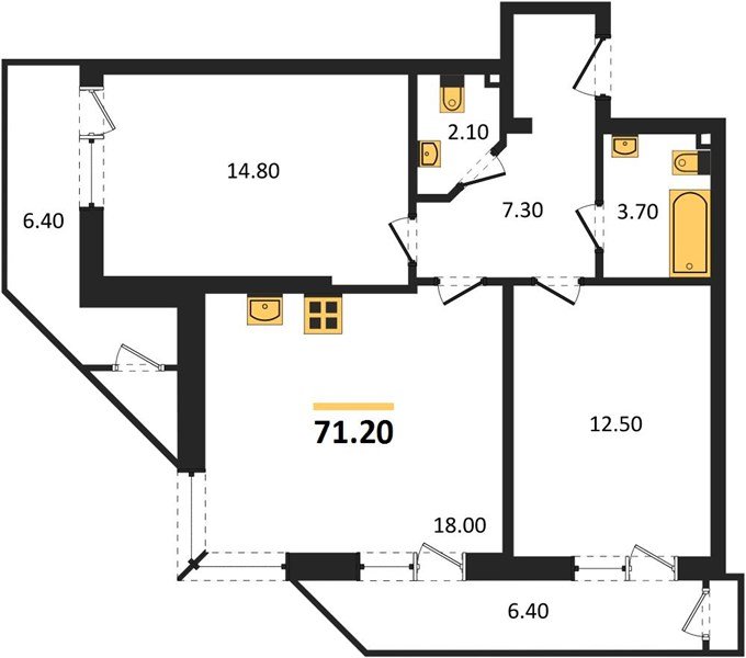 Фото №1: 2-комнатная квартира 71 м² - Краснодар, ЖК Рекорд, Карасунский внутригородской округ, Центральный внутригородской округ, Черёмушки, мкр. жилой комплекс Рекорд, ул. Новороссийская, 102И