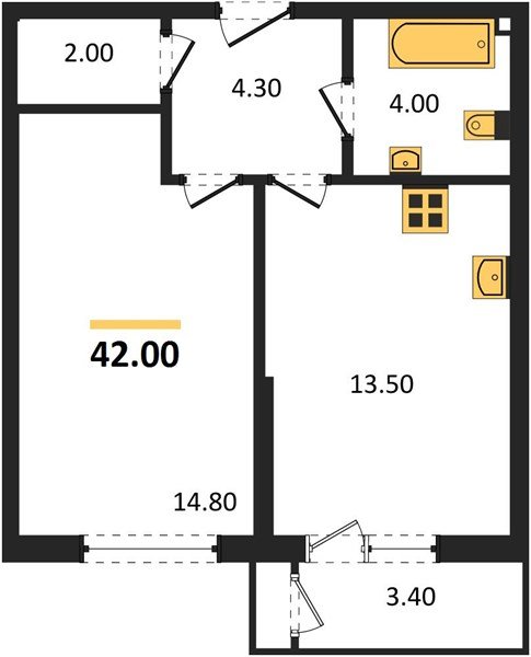 Фото №1: 1-комнатная квартира 42 м² - Краснодар, ЖК Рекорд, Карасунский внутригородской округ, Центральный внутригородской округ, Черёмушки, мкр. жилой комплекс Рекорд, ул. Новороссийская, 102И