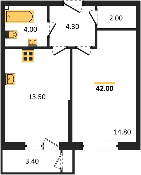 Фото №1: 1-комнатная квартира 42 м² - Краснодар, ЖК Рекорд, Карасунский внутригородской округ, Центральный внутригородской округ, Черёмушки, мкр. жилой комплекс Рекорд, ул. Новороссийская, 102И
