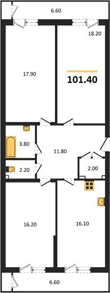 Фото №1: 3-комнатная квартира 101 м² - Краснодар, ЖК Рекорд, Карасунский внутригородской округ, Центральный внутригородской округ, Черёмушки, мкр. жилой комплекс Рекорд, ул. Новороссийская, 102И