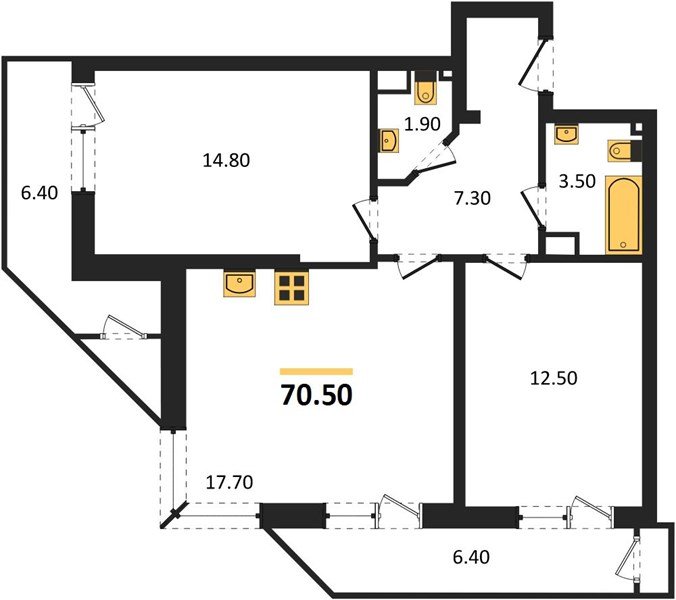Фото №1: 2-комнатная квартира 70 м² - Краснодар, ЖК Рекорд, Карасунский внутригородской округ, Центральный внутригородской округ, Черёмушки, мкр. жилой комплекс Рекорд, ул. Новороссийская, 102И