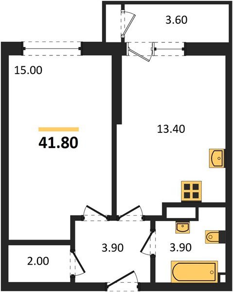 Фото №1: 1-комнатная квартира 41 м² - Краснодар, ЖК Рекорд, Карасунский внутригородской округ, Центральный внутригородской округ, Черёмушки, мкр. жилой комплекс Рекорд, ул. Новороссийская, 102И
