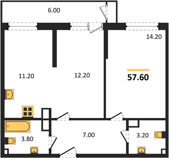 Фото №1: 2-комнатная квартира 57 м² - Краснодар, ЖК Рекорд, Карасунский внутригородской округ, Центральный внутригородской округ, Черёмушки, мкр. жилой комплекс Рекорд, ул. Новороссийская, 102И