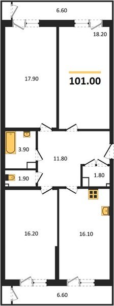 Фото №1: 3-комнатная квартира 101 м² - Краснодар, ЖК Рекорд, Карасунский внутригородской округ, Центральный внутригородской округ, Черёмушки, мкр. жилой комплекс Рекорд, ул. Новороссийская, 102И
