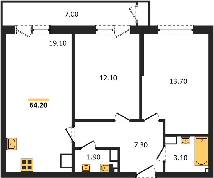 Фото №1: 2-комнатная квартира 64 м² - Краснодар, ЖК Рекорд, Карасунский внутригородской округ, Центральный внутригородской округ, Черёмушки, мкр. жилой комплекс Рекорд, ул. Новороссийская, 102И