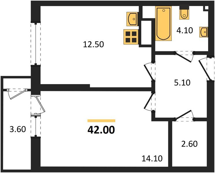 Фото №1: 1-комнатная квартира 42 м² - Краснодар, ЖК Рекорд, Карасунский внутригородской округ, Центральный внутригородской округ, Черёмушки, мкр. жилой комплекс Рекорд, ул. Новороссийская, 102И
