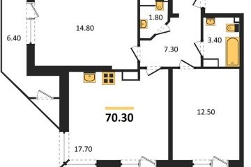 Фото №1: 2-комнатная квартира 70 м² - Краснодар, мкр. жилой комплекс Рекорд, ул. Новороссийская, 102И