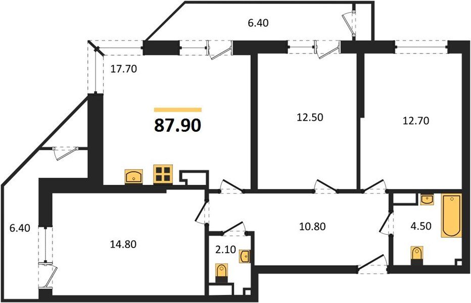 Фото №1: 3-комнатная квартира 87 м² - Краснодар, ЖК Рекорд, Карасунский внутригородской округ, Центральный внутригородской округ, Черёмушки, мкр. жилой комплекс Рекорд, ул. Новороссийская, 102И