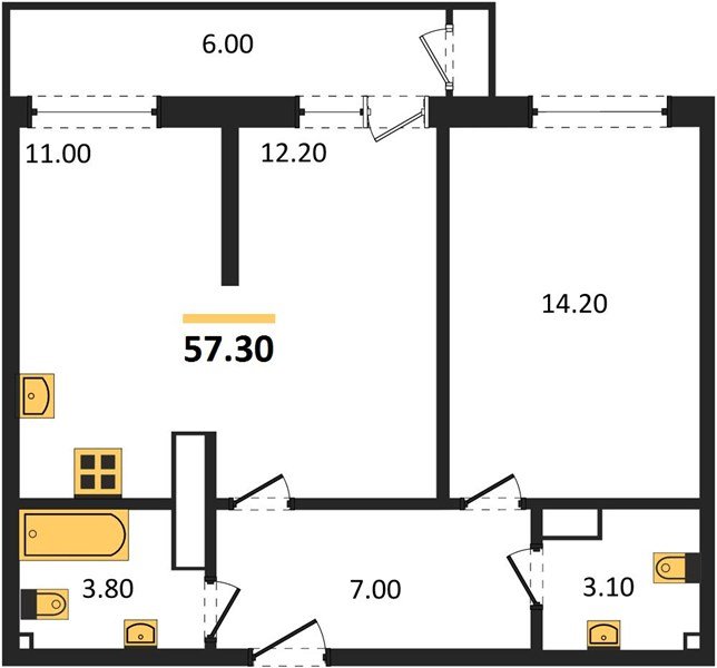 Фото №1: 2-комнатная квартира 57 м² - Краснодар, ЖК Рекорд, Карасунский внутригородской округ, Центральный внутригородской округ, Черёмушки, мкр. жилой комплекс Рекорд, ул. Новороссийская, 102И