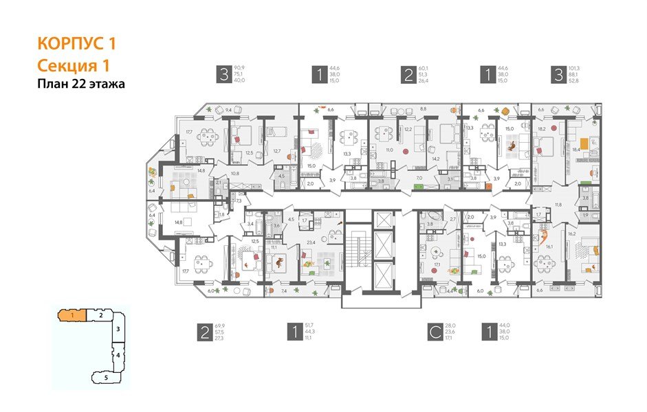 Фото №8: 3-комнатная квартира 101 м² - Краснодар, ЖК Рекорд, Карасунский внутригородской округ, Центральный внутригородской округ, Черёмушки, мкр. жилой комплекс Рекорд, ул. Новороссийская, 102И
