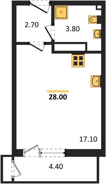 Фото №1: Студия 28 м² - Краснодар, ЖК Рекорд, Карасунский внутригородской округ, Центральный внутригородской округ, Черёмушки, мкр. жилой комплекс Рекорд, ул. Новороссийская, 102И