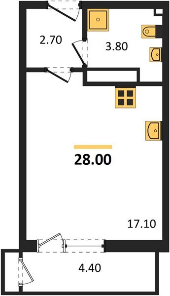 Фото №1: Студия 28 м² - Краснодар, ЖК Рекорд, Карасунский внутригородской округ, Центральный внутригородской округ, Черёмушки, мкр. жилой комплекс Рекорд, ул. Новороссийская, 102И