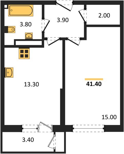 Фото №1: 1-комнатная квартира 41 м² - Краснодар, ЖК Рекорд, Карасунский внутригородской округ, Центральный внутригородской округ, Черёмушки, мкр. жилой комплекс Рекорд, ул. Новороссийская, 102И