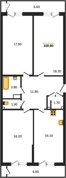 Фото №1: 3-комнатная квартира 100 м² - Краснодар, ЖК Рекорд, Карасунский внутригородской округ, Центральный внутригородской округ, Черёмушки, мкр. жилой комплекс Рекорд, ул. Новороссийская, 102И