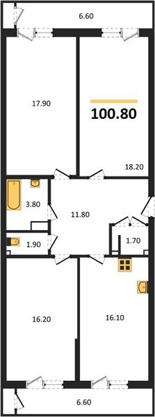 Фото №1: 3-комнатная квартира 100 м² - Краснодар, ЖК Рекорд, Карасунский внутригородской округ, Центральный внутригородской округ, Черёмушки, мкр. жилой комплекс Рекорд, ул. Новороссийская, 102И