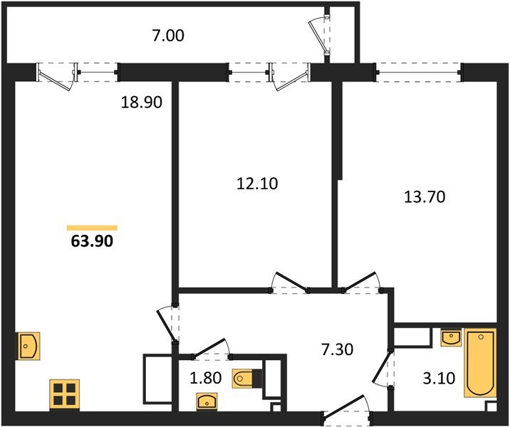 Фото №1: 2-комнатная квартира 63 м² - Краснодар, ЖК Рекорд, Карасунский внутригородской округ, Центральный внутригородской округ, Черёмушки, мкр. жилой комплекс Рекорд, ул. Новороссийская, 102И