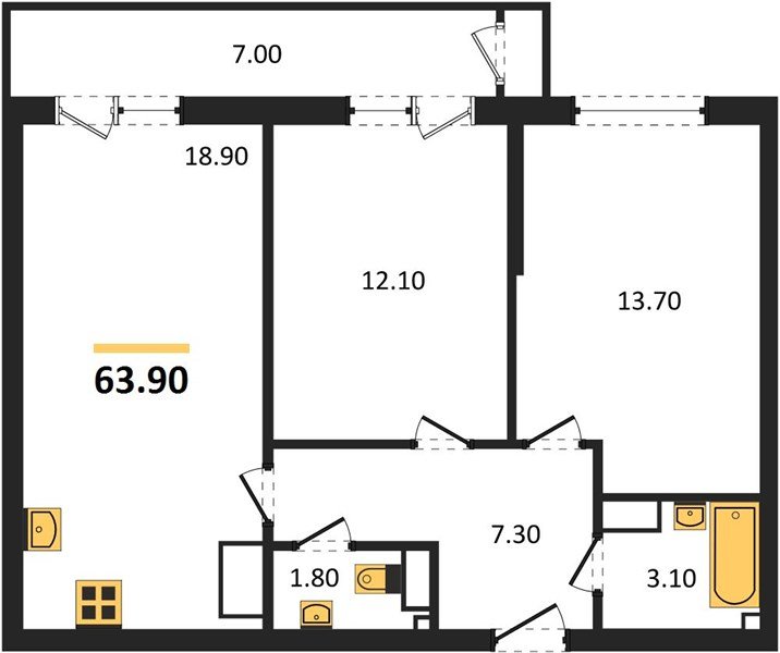 Фото №1: 2-комнатная квартира 63 м² - Краснодар, ЖК Рекорд, Карасунский внутригородской округ, Центральный внутригородской округ, Черёмушки, мкр. жилой комплекс Рекорд, ул. Новороссийская, 102И