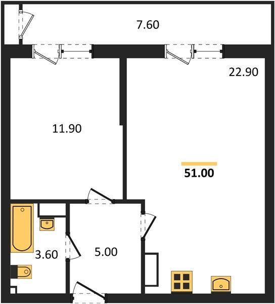 Фото №1: 1-комнатная квартира 51 м² - Краснодар, ЖК Рекорд, Карасунский внутригородской округ, Центральный внутригородской округ, Черёмушки, мкр. жилой комплекс Рекорд, ул. Новороссийская, 102И