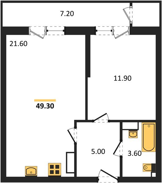 Фото №1: 1-комнатная квартира 49 м² - Краснодар, ЖК Рекорд, Карасунский внутригородской округ, Центральный внутригородской округ, Черёмушки, мкр. жилой комплекс Рекорд, ул. Новороссийская, 102И
