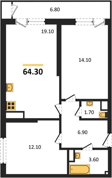 Фото №1: 2-комнатная квартира 64 м² - Краснодар, ЖК Рекорд, Карасунский внутригородской округ, Центральный внутригородской округ, Черёмушки, мкр. жилой комплекс Рекорд, ул. Новороссийская, 102И