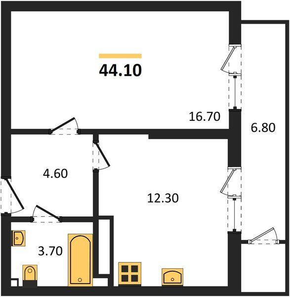 Фото №1: 1-комнатная квартира 44 м² - Краснодар, ЖК Рекорд, Карасунский внутригородской округ, Центральный внутригородской округ, Черёмушки, мкр. жилой комплекс Рекорд, ул. Новороссийская, 102И