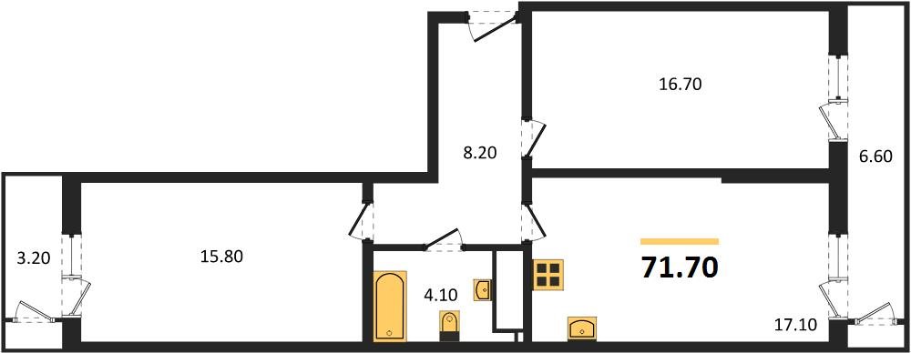 Фото №1: 2-комнатная квартира 71 м² - Краснодар, ЖК Рекорд, Карасунский внутригородской округ, Центральный внутригородской округ, Черёмушки, мкр. жилой комплекс Рекорд, ул. Новороссийская, 102И