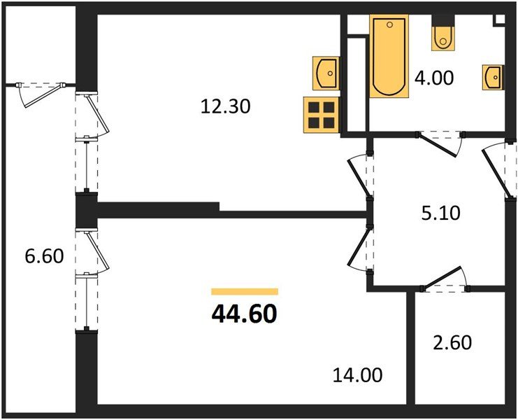 Фото №1: 1-комнатная квартира 44 м² - Краснодар, ЖК Рекорд, Карасунский внутригородской округ, Центральный внутригородской округ, Черёмушки, мкр. жилой комплекс Рекорд, ул. Новороссийская, 102И