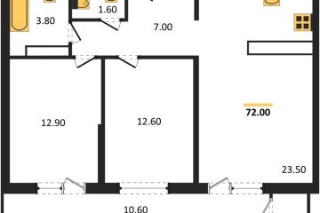 Фото №1: 2-комнатная квартира 72 м² - Краснодар, мкр. жилой комплекс Рекорд, ул. Новороссийская, 102И