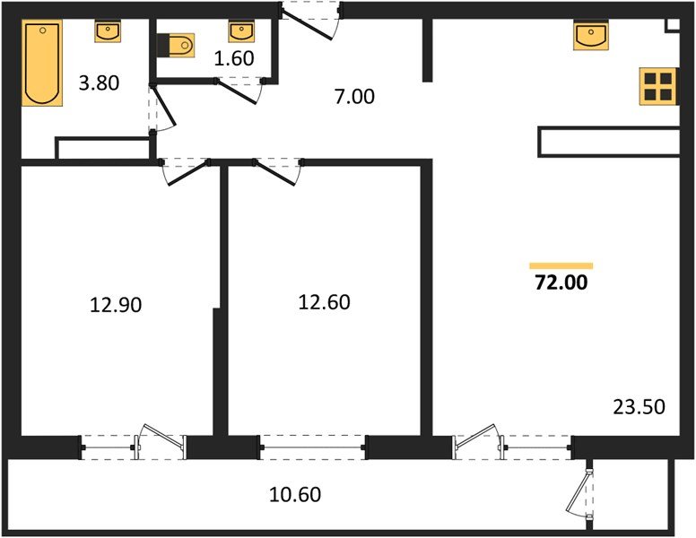 Фото №1: 2-комнатная квартира 72 м² - Краснодар, ЖК Рекорд, Карасунский внутригородской округ, Центральный внутригородской округ, Черёмушки, мкр. жилой комплекс Рекорд, ул. Новороссийская, 102И