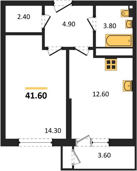 Фото №1: 1-комнатная квартира 41 м² - Краснодар, ЖК Рекорд, Карасунский внутригородской округ, Центральный внутригородской округ, Черёмушки, мкр. жилой комплекс Рекорд, ул. Новороссийская, 102И
