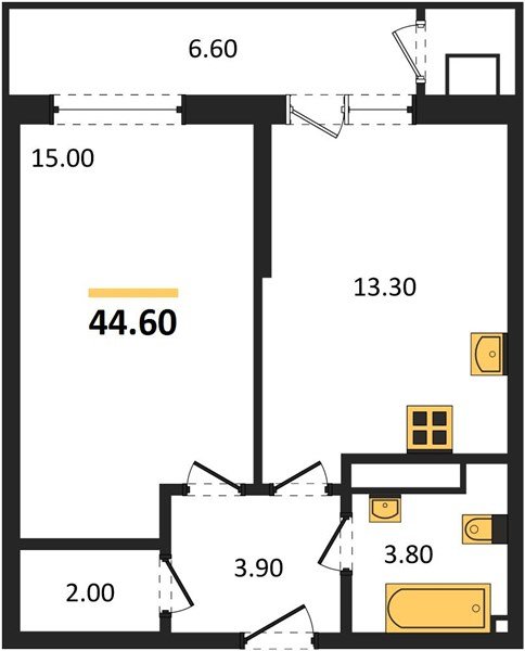 Фото №1: 1-комнатная квартира 44 м² - Краснодар, ЖК Рекорд, Карасунский внутригородской округ, Центральный внутригородской округ, Черёмушки, мкр. жилой комплекс Рекорд, ул. Новороссийская, 102И
