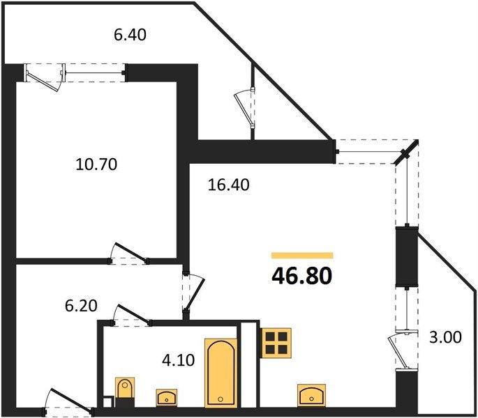 Фото №1: 1-комнатная квартира 46 м² - Краснодар, ЖК Рекорд, Карасунский внутригородской округ, Центральный внутригородской округ, Черёмушки, мкр. жилой комплекс Рекорд, ул. Новороссийская, 102И