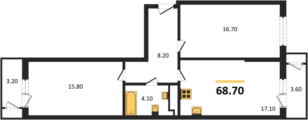 Фото №1: 2-комнатная квартира 68 м² - Краснодар, ЖК Рекорд, Карасунский внутригородской округ, Центральный внутригородской округ, Черёмушки, мкр. жилой комплекс Рекорд, ул. Новороссийская, 102И