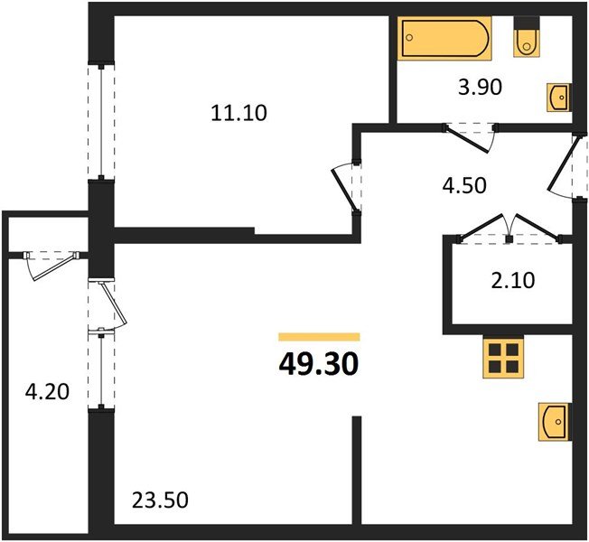 Фото №1: 1-комнатная квартира 49 м² - Краснодар, ЖК Рекорд, Черёмушки, Карасунский внутригородской округ, Центральный внутригородской округ, мкр. жилой комплекс Рекорд, ул. Новороссийская, 102/8к6