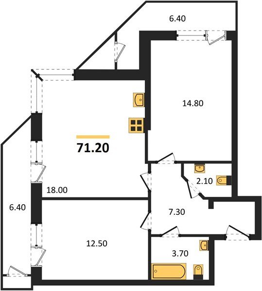 Фото №1: 2-комнатная квартира 71 м² - Краснодар, ЖК Рекорд, Черёмушки, Карасунский внутригородской округ, Центральный внутригородской округ, мкр. жилой комплекс Рекорд, ул. Новороссийская, 102/8к6