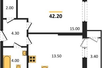 Фото №1: 1-комнатная квартира 42 м² - Краснодар, мкр. жилой комплекс Рекорд, ул. Новороссийская, 102/8к6