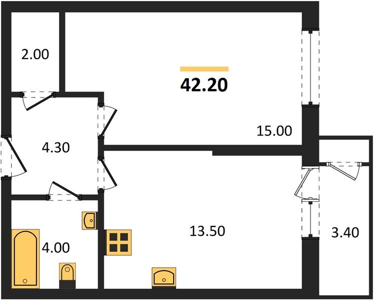 Фото №1: 1-комнатная квартира 42 м² - Краснодар, ЖК Рекорд, Черёмушки, Карасунский внутригородской округ, Центральный внутригородской округ, мкр. жилой комплекс Рекорд, ул. Новороссийская, 102/8к6