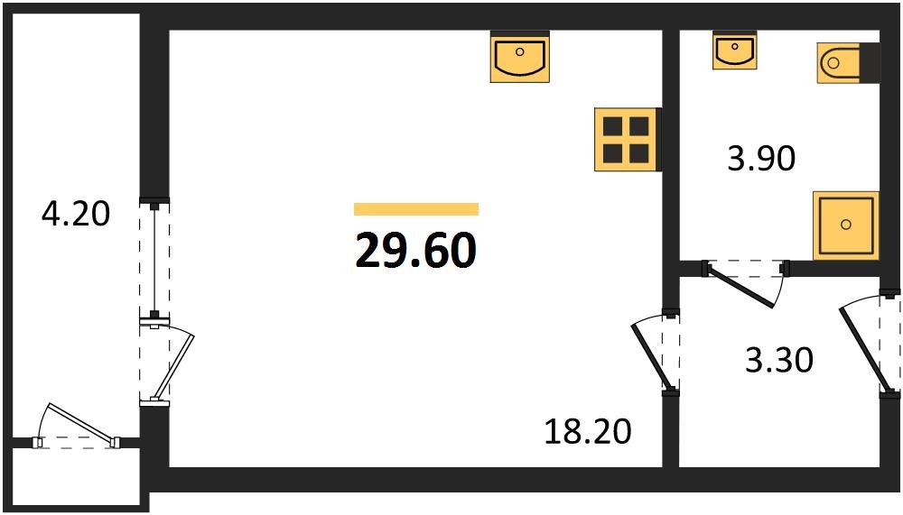 Фото №1: Студия 29 м² - Краснодар, ЖК Рекорд, Черёмушки, Карасунский внутригородской округ, Центральный внутригородской округ, мкр. жилой комплекс Рекорд, ул. Новороссийская, 102/8к6