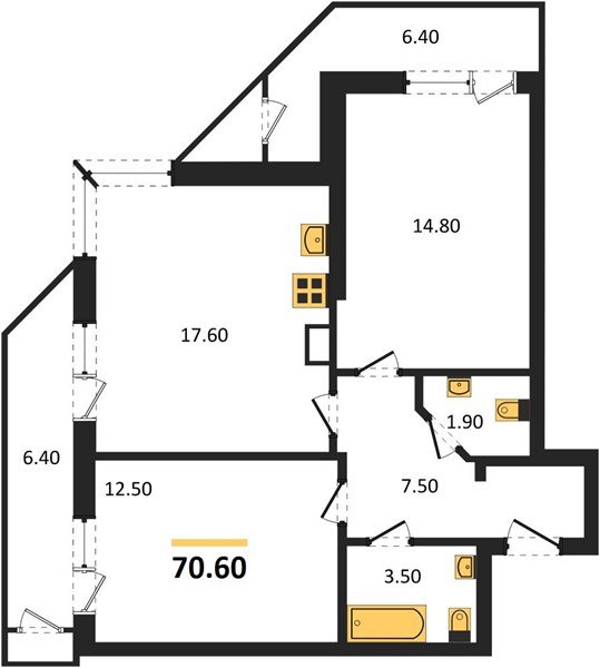 Фото №1: 2-комнатная квартира 70 м² - Краснодар, ЖК Рекорд, Черёмушки, Карасунский внутригородской округ, Центральный внутригородской округ, мкр. жилой комплекс Рекорд, ул. Новороссийская, 102/8к6