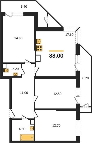 Фото №1: 3-комнатная квартира 88 м² - Краснодар, жилой комплекс Рекорд, ул. Новороссийская, 102/8к6