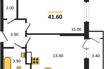 Фото №1: 1-комнатная квартира 41 м² - Краснодар, мкр. жилой комплекс Рекорд, ул. Новороссийская, 102/8к6