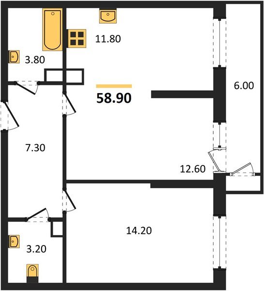 Фото №1: 1-комнатная квартира 58 м² - Краснодар, ЖК Рекорд, Черёмушки, Карасунский внутригородской округ, Центральный внутригородской округ, мкр. жилой комплекс Рекорд, ул. Новороссийская, 102/8к6
