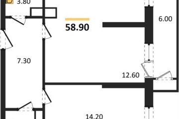 Фото №1: 1-комнатная квартира 58 м² - Краснодар, мкр. жилой комплекс Рекорд, ул. Новороссийская, 102/8к6