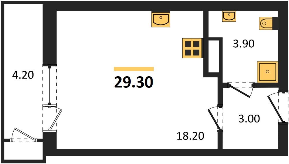 Фото №1: Студия 29 м² - Краснодар, ЖК Рекорд, Черёмушки, Карасунский внутригородской округ, Центральный внутригородской округ, мкр. жилой комплекс Рекорд, ул. Новороссийская, 102/8к6